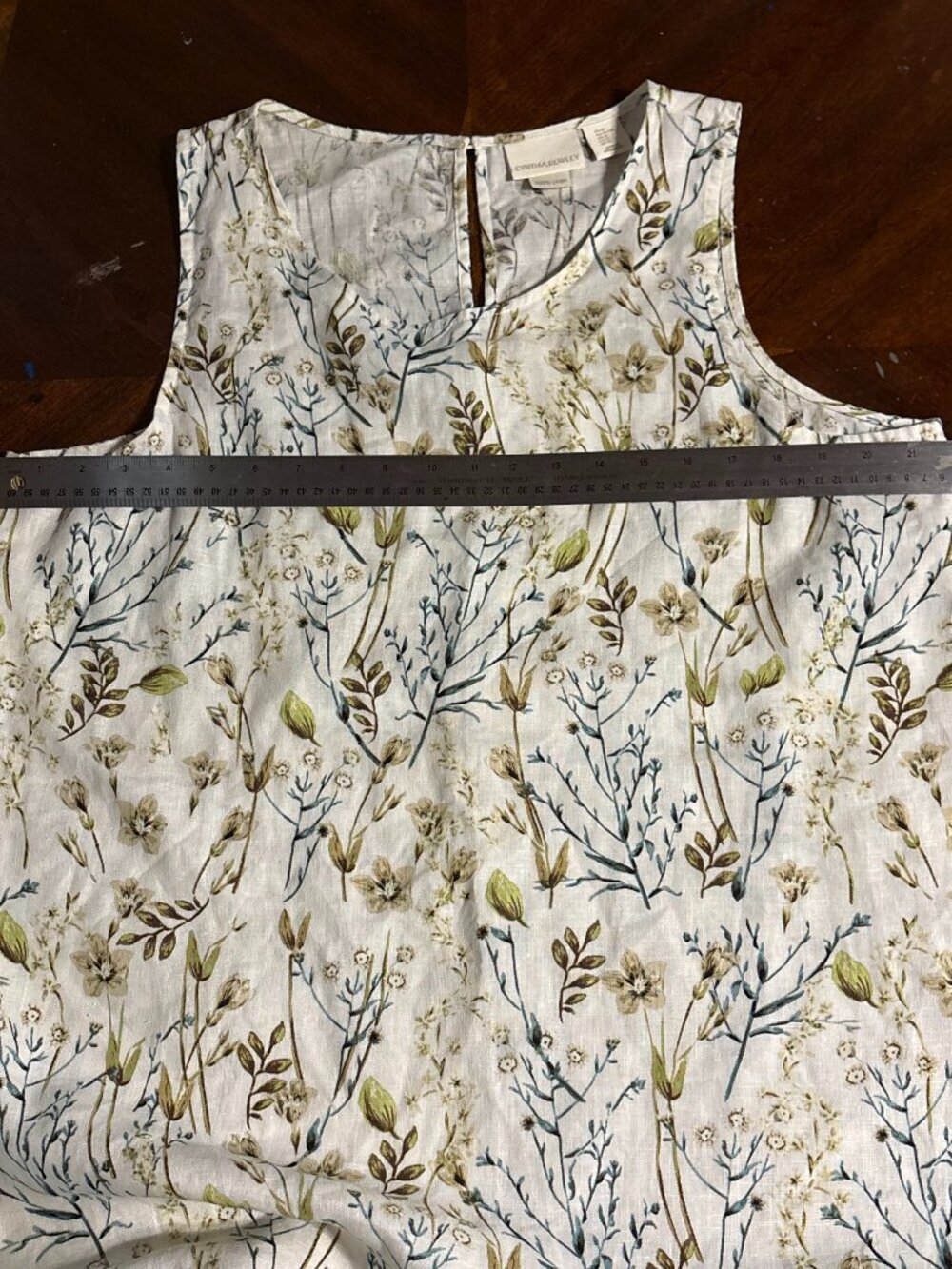Cynthia Rowley Linen Floral Print Shift Sleeveless Dress XL cottage chic casual - Picture 7 of 7